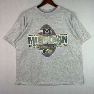 Vintage University of Michigan Football Schedule Gray Tultex Tee Shirt 2000 XL